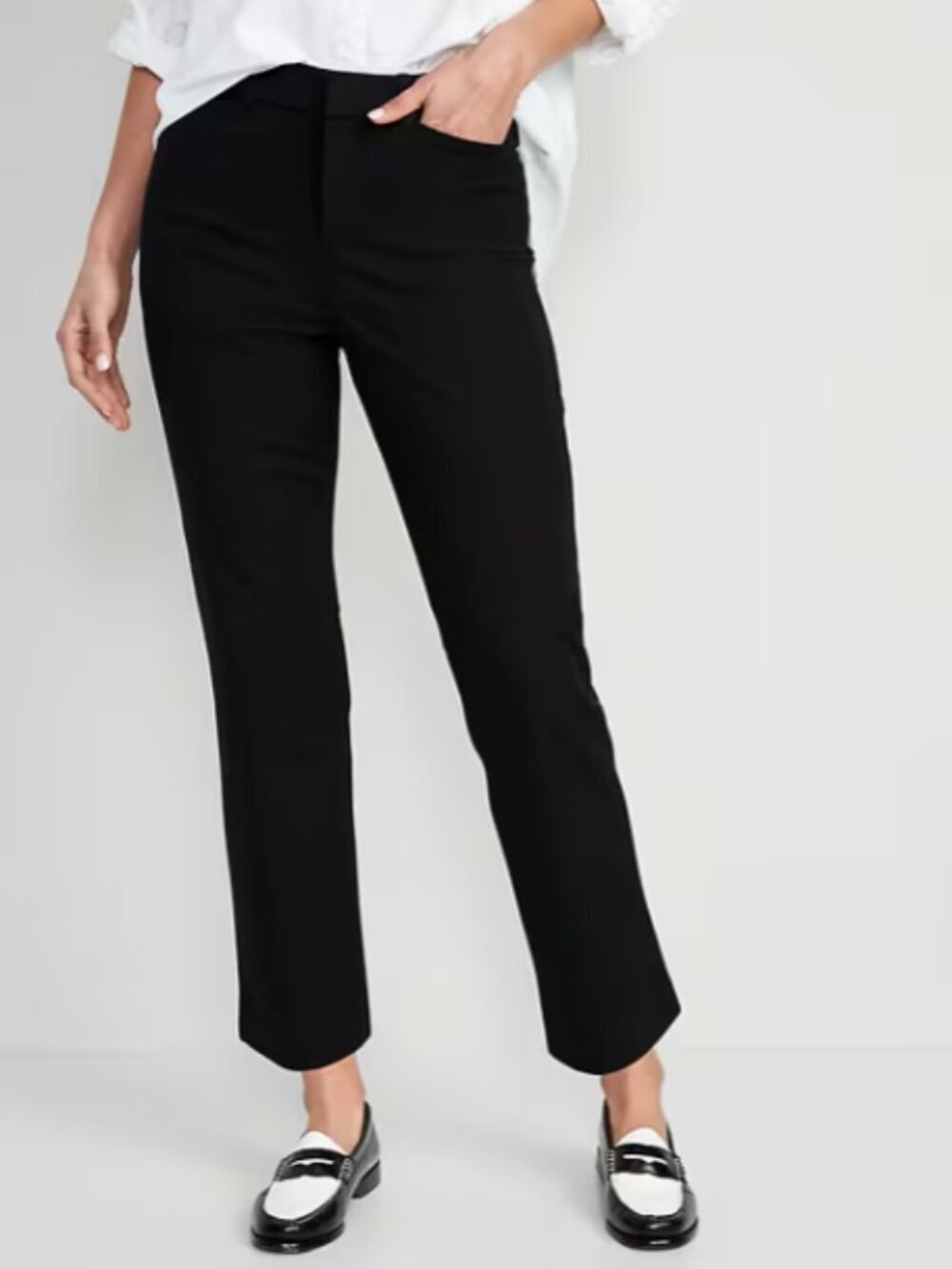 Old Navy Women's Size 2 High-Rise Pixie Straight Pant Black Jack Stretch Cotton